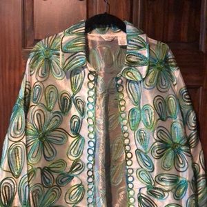 Beautiful embroidery jacket blues and greens XXL